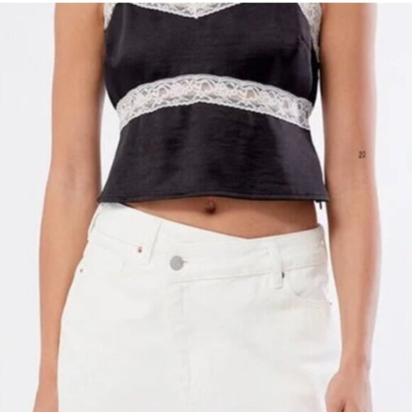 Pacsun Asymmetrical Waistband Denim Mini Skirt, White Lotus 23 NWT - Picture 1 of 7